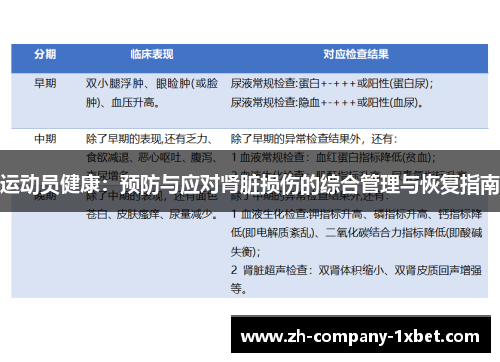 运动员健康：预防与应对肾脏损伤的综合管理与恢复指南